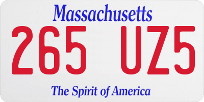 MA license plate 265UZ5
