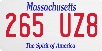 MA license plate 265UZ8