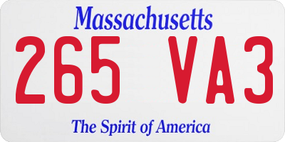 MA license plate 265VA3