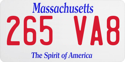 MA license plate 265VA8