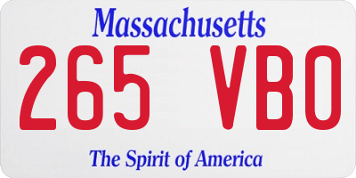 MA license plate 265VB0