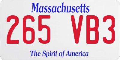 MA license plate 265VB3