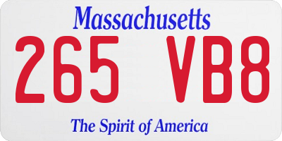 MA license plate 265VB8
