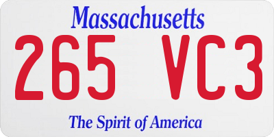 MA license plate 265VC3