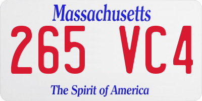 MA license plate 265VC4
