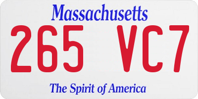 MA license plate 265VC7