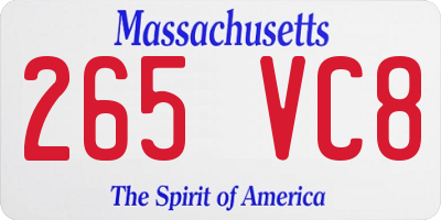 MA license plate 265VC8