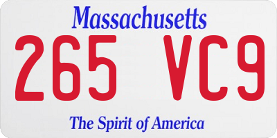 MA license plate 265VC9