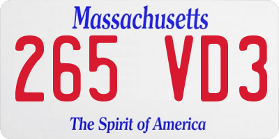MA license plate 265VD3