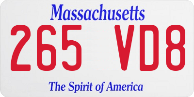 MA license plate 265VD8