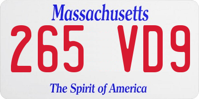 MA license plate 265VD9