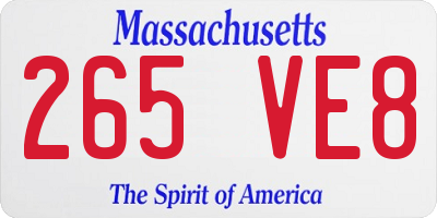 MA license plate 265VE8
