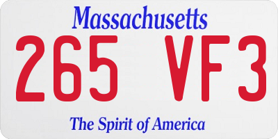 MA license plate 265VF3