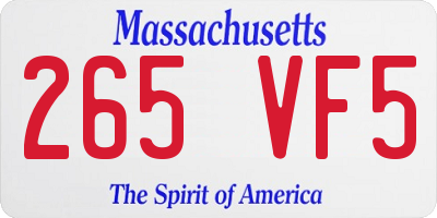 MA license plate 265VF5