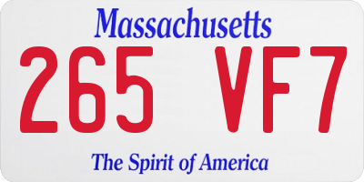 MA license plate 265VF7