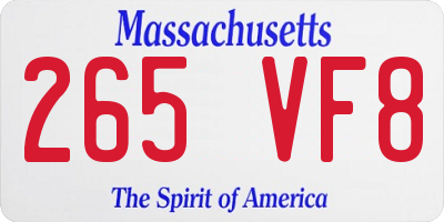 MA license plate 265VF8
