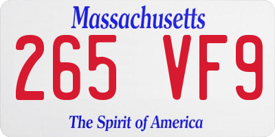 MA license plate 265VF9