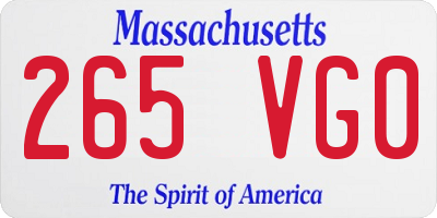 MA license plate 265VG0