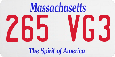 MA license plate 265VG3