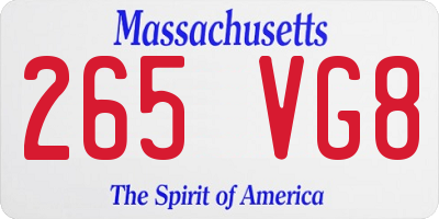 MA license plate 265VG8