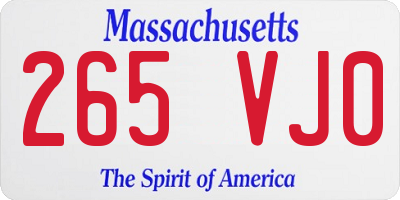 MA license plate 265VJ0