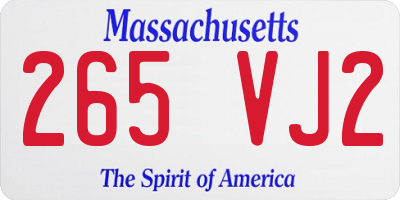 MA license plate 265VJ2