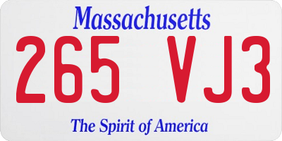 MA license plate 265VJ3