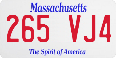 MA license plate 265VJ4