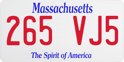 MA license plate 265VJ5