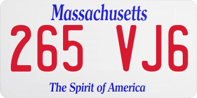 MA license plate 265VJ6