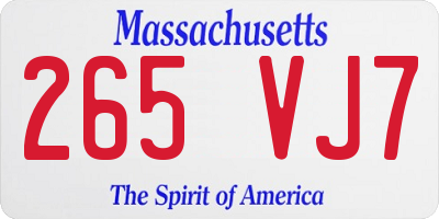 MA license plate 265VJ7