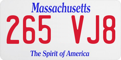 MA license plate 265VJ8