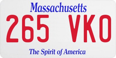 MA license plate 265VK0