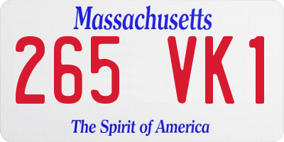 MA license plate 265VK1