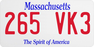 MA license plate 265VK3