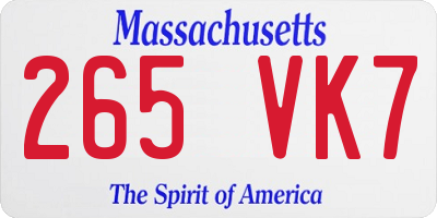 MA license plate 265VK7