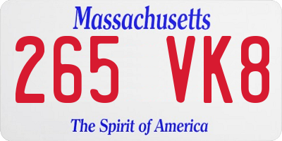 MA license plate 265VK8