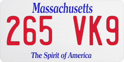 MA license plate 265VK9