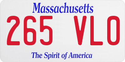 MA license plate 265VL0