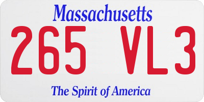 MA license plate 265VL3