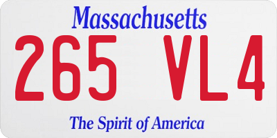 MA license plate 265VL4