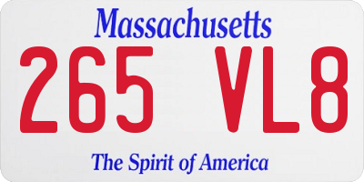 MA license plate 265VL8