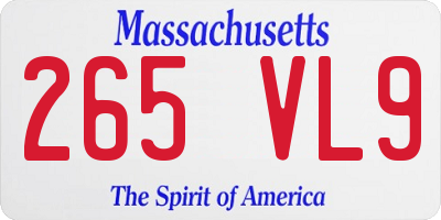 MA license plate 265VL9
