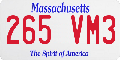 MA license plate 265VM3