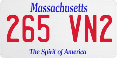 MA license plate 265VN2
