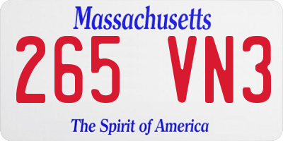 MA license plate 265VN3