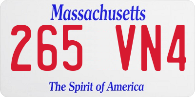MA license plate 265VN4