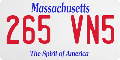MA license plate 265VN5