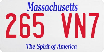 MA license plate 265VN7