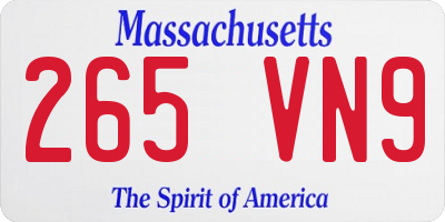 MA license plate 265VN9
